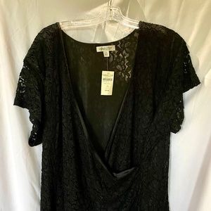New Coldwater Creek Black Cap Sleeve Lace Top 3X